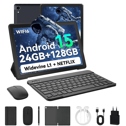 URAO C109L 10 Inch Tablets Android 15 A523 Octa Core Tablet 24GB+128GB 1 TB Expansion WiFi 6 5MP+8MP Camera Keyboard Mouse Set - ZOOMNSTORE