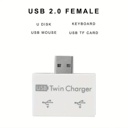 USB 2.0 Splitter - 2 Port USB Hub Adapter for Huawei Xiaomi MacBook Charging - ZOOMNSTORE