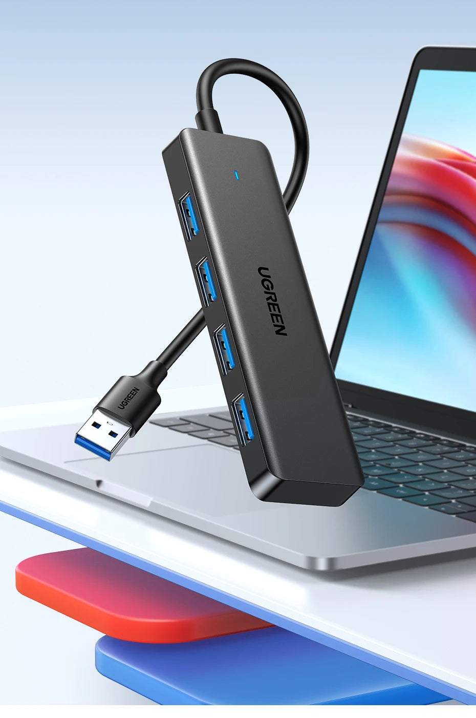 USB 3.0 Hub – 4 Port USB Hub For Laptop, MacBook Compatible, Portable & Compact - ZOOMNSTORE