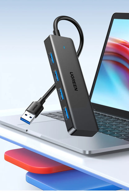 USB 3.0 Hub – 4 Port USB Hub For Laptop, MacBook Compatible, Portable & Compact - ZOOMNSTORE