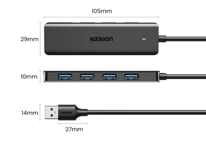 USB 3.0 Hub – 4 Port USB Hub For Laptop, MacBook Compatible, Portable & Compact - ZOOMNSTORE