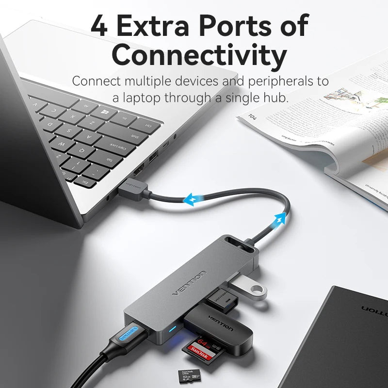 USB 3.0 Hub 4 Port Multi USB Hub for MacBook | Fast Data Transfer Plug and Play - ZOOMNSTORE