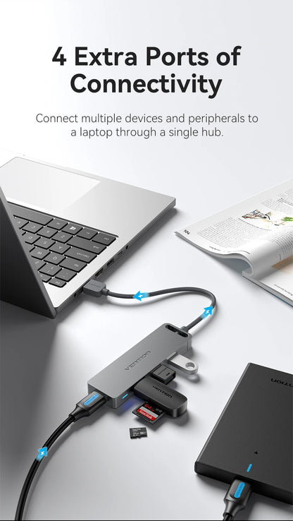 USB 3.0 Hub 4 Port Multi USB Hub for MacBook | Fast Data Transfer Plug and Play - ZOOMNSTORE