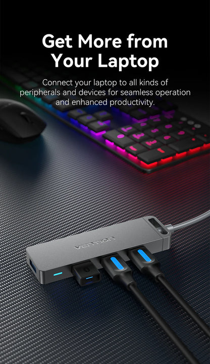 USB 3.0 Hub 4 Port Multi USB Hub for MacBook | Fast Data Transfer Plug and Play - ZOOMNSTORE