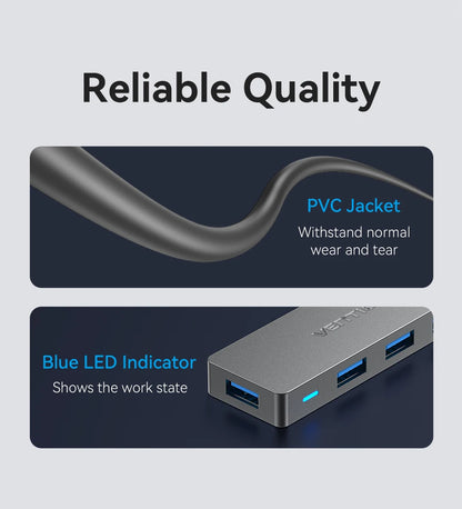 USB 3.0 Hub 4 Port Multi USB Hub for MacBook | Fast Data Transfer Plug and Play - ZOOMNSTORE