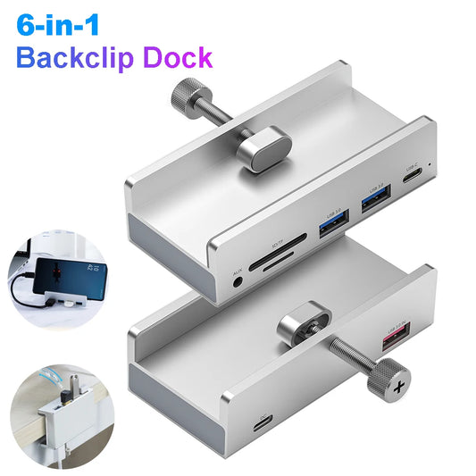 USB 3.0 Hub - 6-in-1 Aluminum Alloy Clip-On Multi USB Splitter with TF Card Slot - ZOOMNSTORE
