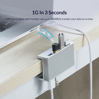 USB 3.0 Hub - 6-in-1 Aluminum Alloy Clip-On Multi USB Splitter with TF Card Slot - ZOOMNSTORE