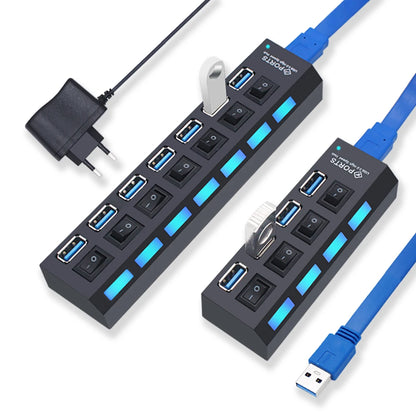 USB 3.0 Hub - 7 Port USB Hub with Switch | High Speed Multi Port USB Splitter Adapter - ZOOMNSTORE