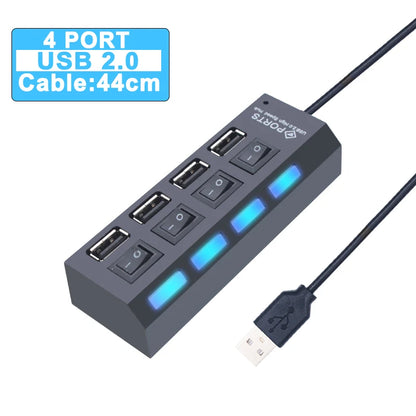 USB 3.0 Hub - 7 Port USB Hub with Switch | High Speed Multi Port USB Splitter Adapter - ZOOMNSTORE
