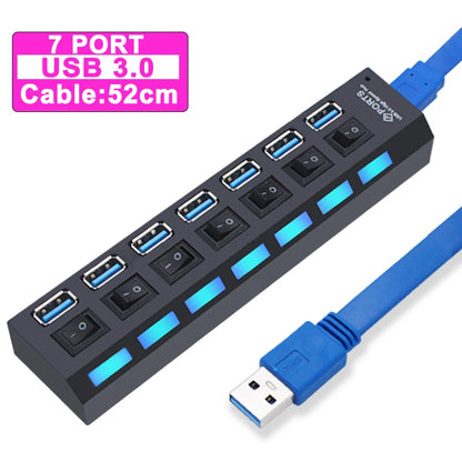 USB 3.0 Hub - 7 Port USB Hub with Switch | High Speed Multi Port USB Splitter Adapter - ZOOMNSTORE