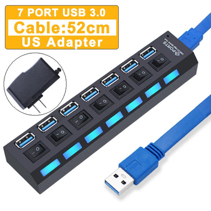 USB 3.0 Hub - 7 Port USB Hub with Switch | High Speed Multi Port USB Splitter Adapter - ZOOMNSTORE