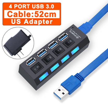 USB 3.0 Hub - 7 Port USB Hub with Switch | High Speed Multi Port USB Splitter Adapter - ZOOMNSTORE