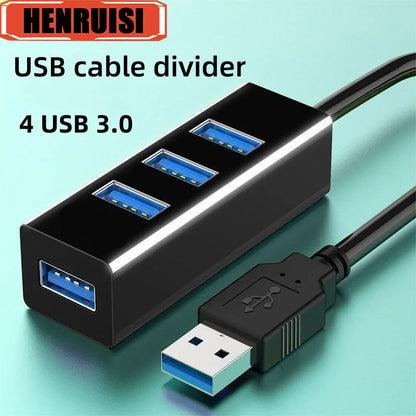 USB 3.0 Hub Portable 4-Port USB Charging Hub - High Speed Cable Extender - ZOOMNSTORE