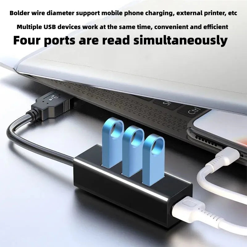 USB 3.0 Hub Portable 4-Port USB Charging Hub - High Speed Cable Extender - ZOOMNSTORE
