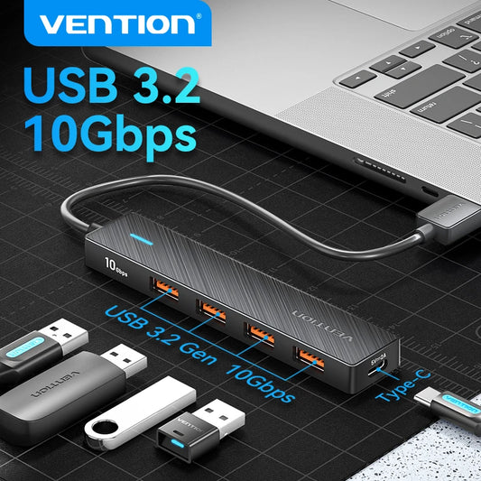 USB 3.2 Hub – 4 Port USB-C Multi Adapter | 10Gbps High Speed USB Hub Splitter - ZOOMNSTORE