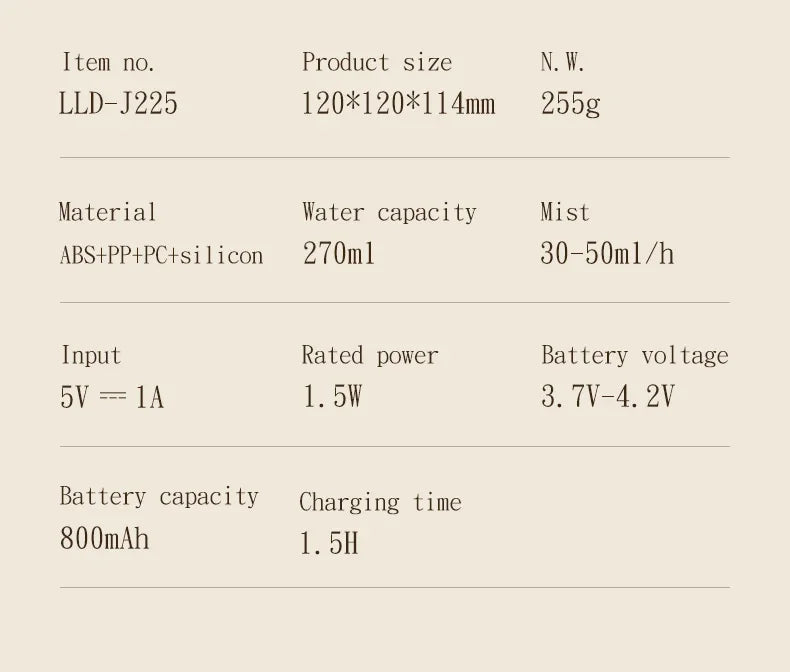 270ML USB Rechargeable Air Humidifier with LED Light - Home Hydration Mist Maker - ZOOMNSTORE