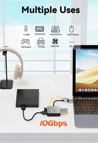 USB C 3.0 Hub - Type C Docking Station with 4K HDMI Adapter, Ethernet RJ45 & VGA Converter - ZOOMNSTORE