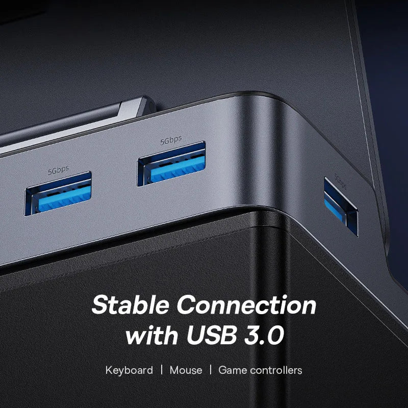 USB C Docking Station - 6-in-1 Type C Hub for Steam Deck & Nintendo Switch | 4K HDMI Adapter, Gigabit Ethernet - ZOOMNSTORE