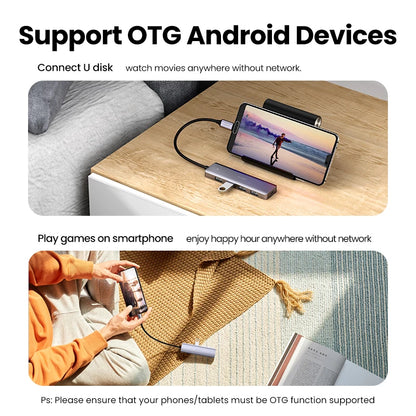 USB C Hub 4 Ports | Type C Adapter USB Hub Splitter with Ultra Thin Design for MacBook - ZOOMNSTORE