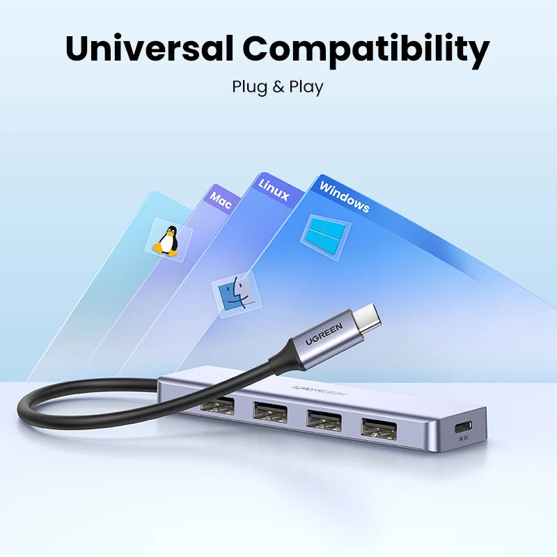 USB C Hub 4 Ports | Type C Adapter USB Hub Splitter with Ultra Thin Design for MacBook - ZOOMNSTORE