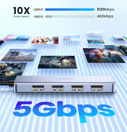 USB C Hub 4 Ports | Type C Adapter USB Hub Splitter with Ultra Thin Design for MacBook - ZOOMNSTORE