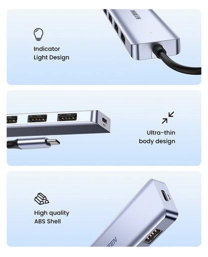 USB C Hub 4 Ports | Type C Adapter USB Hub Splitter with Ultra Thin Design for MacBook - ZOOMNSTORE