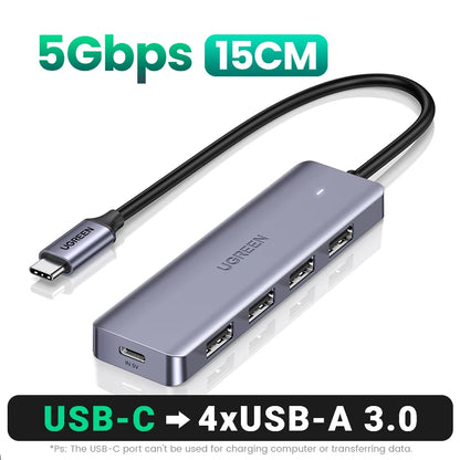 USB C Hub 4 Ports | Type C Adapter USB Hub Splitter with Ultra Thin Design for MacBook - ZOOMNSTORE
