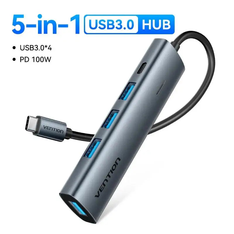 USB C Hub Adapter 6 in 1 Multiport Docking Station – 4K 60Hz HDMI, RJ45 Gigabit Ethernet, PD 100W Charging - ZOOMNSTORE