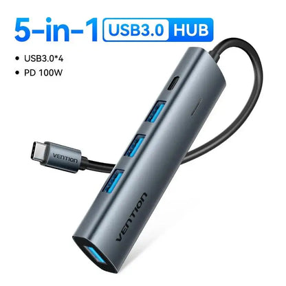 USB C Hub Adapter 6 in 1 Multiport Docking Station – 4K 60Hz HDMI, RJ45 Gigabit Ethernet, PD 100W Charging - ZOOMNSTORE
