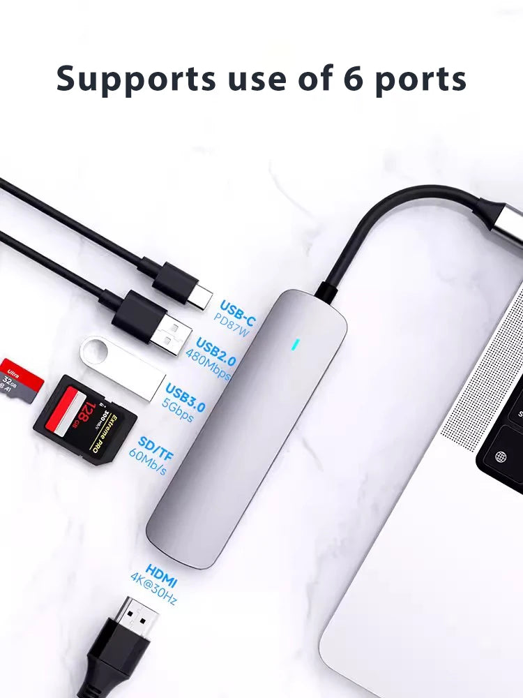 USB C Hub Adapter – 8-in-1 Aluminum Alloy Multiport Docking Station for MacBook Pro with 4K HDMI, Thunderbolt 3, RJ45 Ethernet & SD TF Card Reader - ZOOMNSTORE