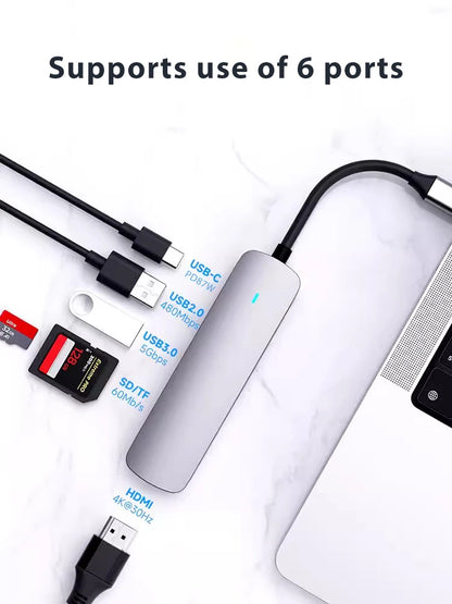 USB C Hub Adapter – 8-in-1 Aluminum Alloy Multiport Docking Station for MacBook Pro with 4K HDMI, Thunderbolt 3, RJ45 Ethernet & SD TF Card Reader - ZOOMNSTORE