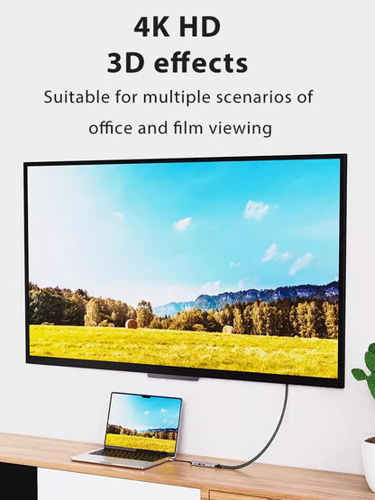 USB C Hub Adapter – 8-in-1 Aluminum Alloy Multiport Docking Station for MacBook Pro with 4K HDMI, Thunderbolt 3, RJ45 Ethernet & SD TF Card Reader - ZOOMNSTORE