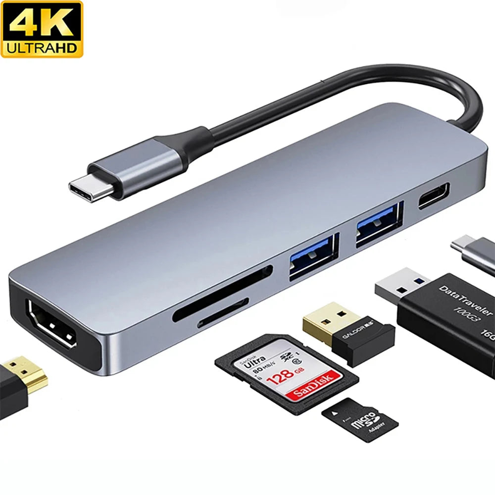 USB C Hub Adapter – 8-in-1 Aluminum Alloy Multiport Docking Station for MacBook Pro with 4K HDMI, Thunderbolt 3, RJ45 Ethernet & SD TF Card Reader - ZOOMNSTORE