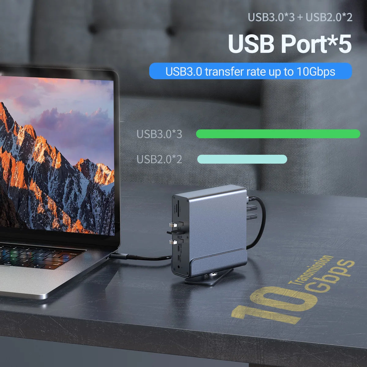 USB C Hub Docking Station – 15 in 1 Multi Port Adapter with HDMI, RJ45 & Card Reader - ZOOMNSTORE