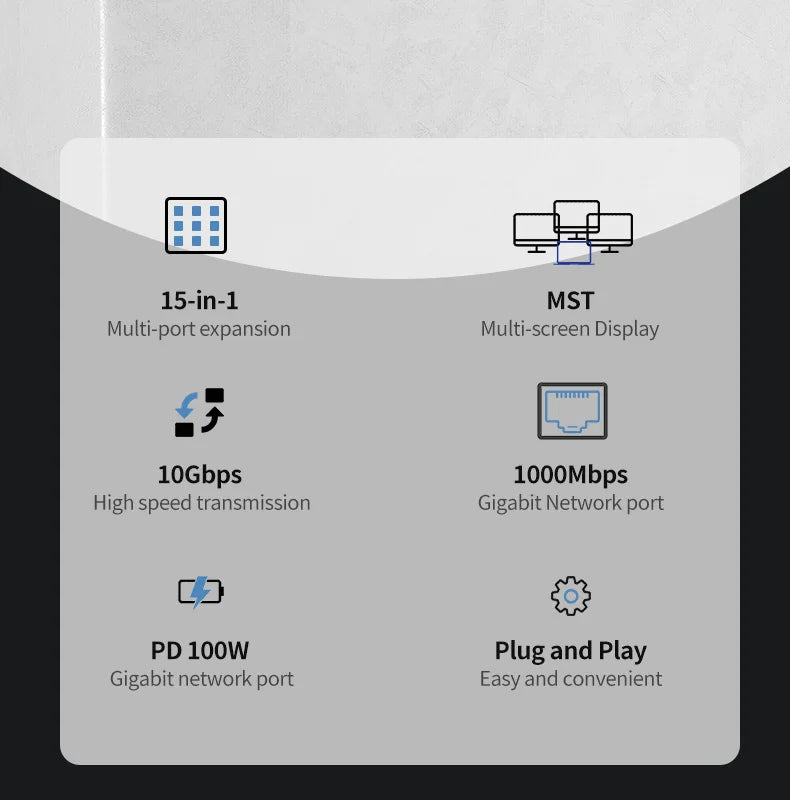 USB C Hub Docking Station – 15 in 1 Multi Port Adapter with HDMI, RJ45 & Card Reader - ZOOMNSTORE