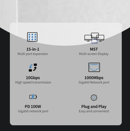 USB C Hub Docking Station – 15 in 1 Multi Port Adapter with HDMI, RJ45 & Card Reader - ZOOMNSTORE
