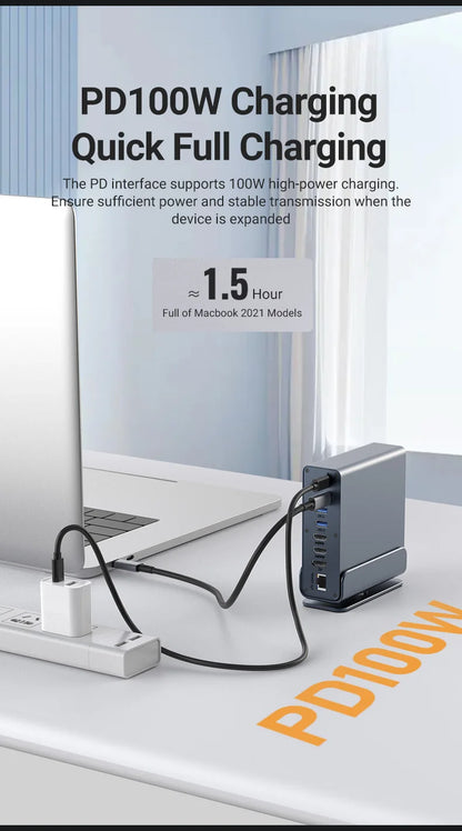 USB C Hub Docking Station – 15 in 1 Multi Port Adapter with HDMI, RJ45 & Card Reader - ZOOMNSTORE