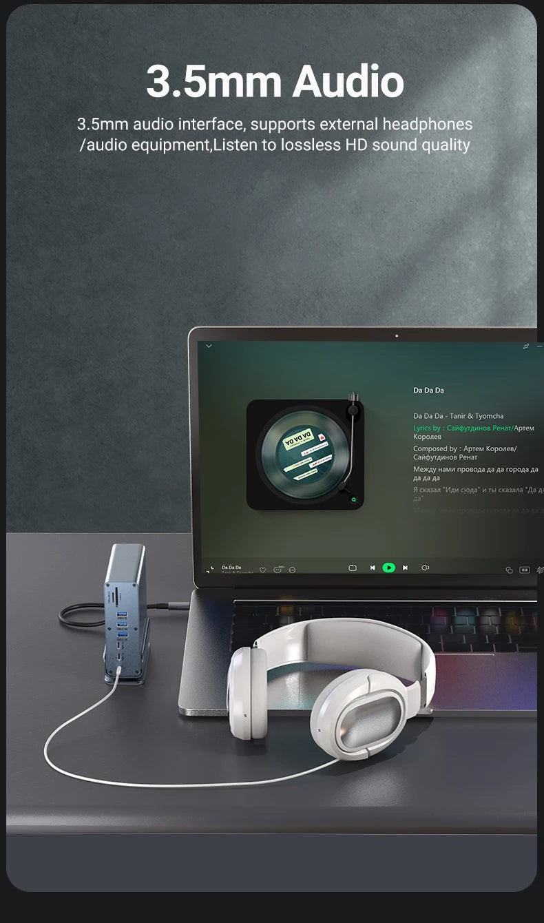 USB C Hub Docking Station – 15 in 1 Multi Port Adapter with HDMI, RJ45 & Card Reader - ZOOMNSTORE