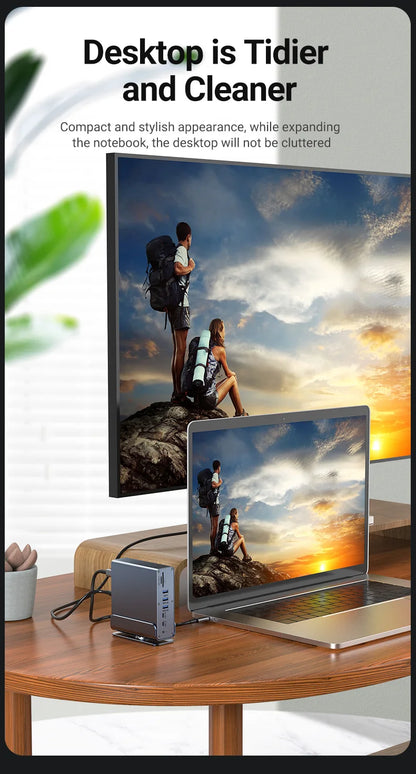 USB C Hub Docking Station – 15 in 1 Multi Port Adapter with HDMI, RJ45 & Card Reader - ZOOMNSTORE