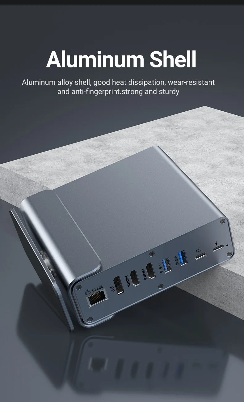 USB C Hub Docking Station – 15 in 1 Multi Port Adapter with HDMI, RJ45 & Card Reader - ZOOMNSTORE