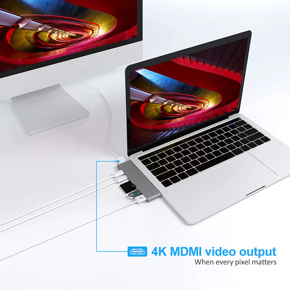 USB C Hub HDMI Adapter - Thunderbolt 3 Multiport Docking Station with 4K Output - ZOOMNSTORE
