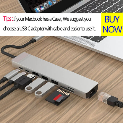 USB C Hub HDMI Adapter - Thunderbolt 3 Multiport Docking Station with 4K Output - ZOOMNSTORE