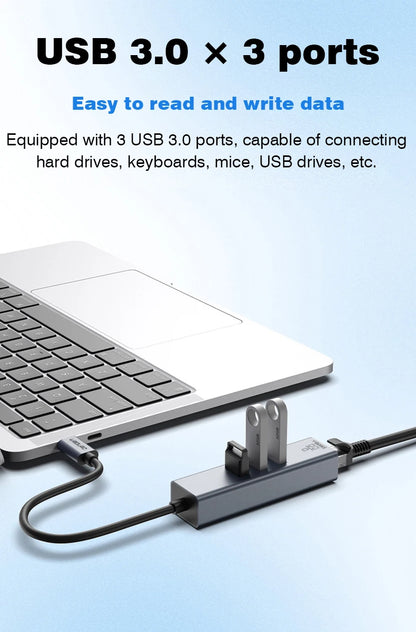 USB C Hub | Type C Docking Station with Gigabit Network Card & 1000Mbps Ethernet Adapter - ZOOMNSTORE