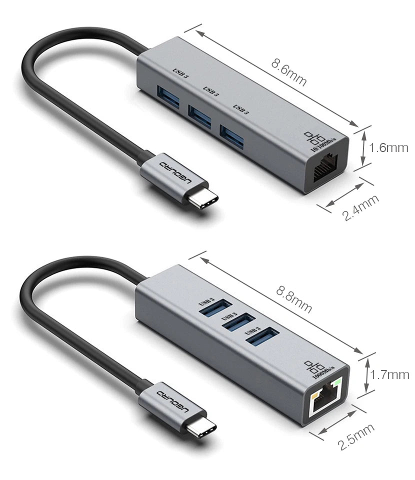 USB C Hub | Type C Docking Station with Gigabit Network Card & 1000Mbps Ethernet Adapter - ZOOMNSTORE