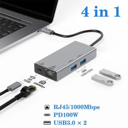 USB C Hub | Type C Docking Station with Gigabit Network Card & 1000Mbps Ethernet Adapter - ZOOMNSTORE