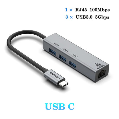 USB C Hub | Type C Docking Station with Gigabit Network Card & 1000Mbps Ethernet Adapter - ZOOMNSTORE