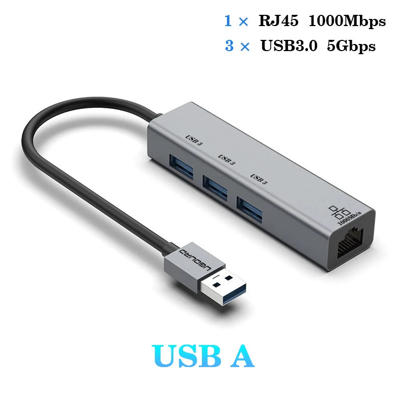 USB C Hub | Type C Docking Station with Gigabit Network Card & 1000Mbps Ethernet Adapter - ZOOMNSTORE