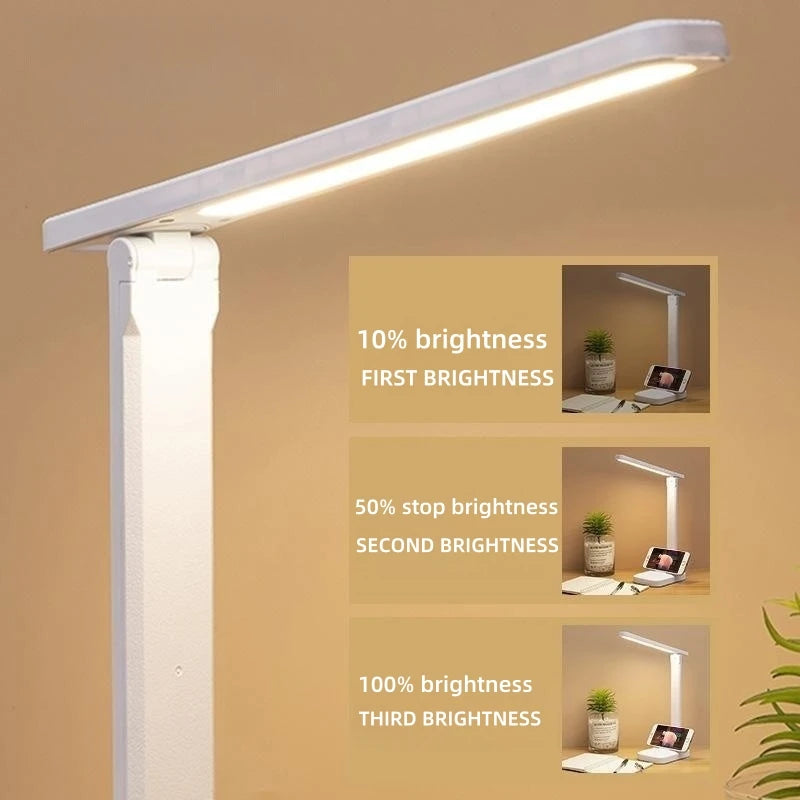 USB Rechargeable Folding Table Lamp - Dimmable LED Eye Protection Light for Reading and Study - ZOOMNSTORE