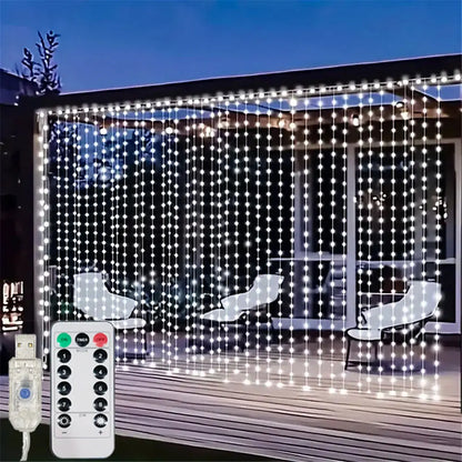 USB LED Curtain Lights - 3/6M Holiday Wedding Garland with Remote Control - ZOOMNSTORE