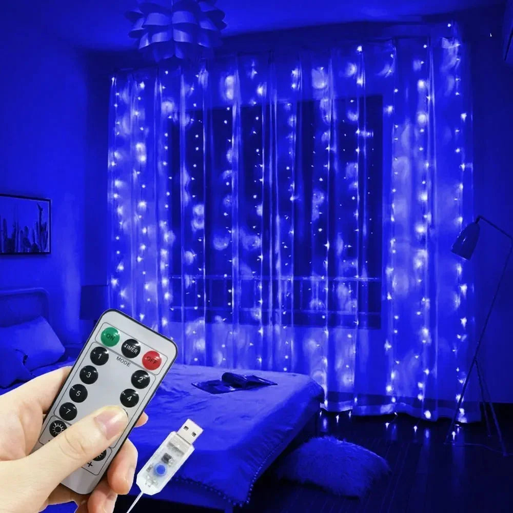 USB LED Curtain Lights - 3/6M Holiday Wedding Garland with Remote Control - ZOOMNSTORE